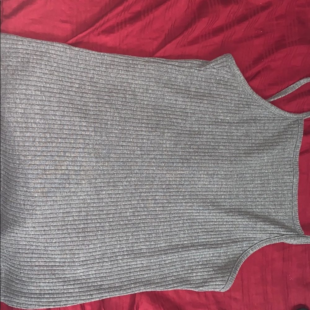 grey high neck ribbed tank